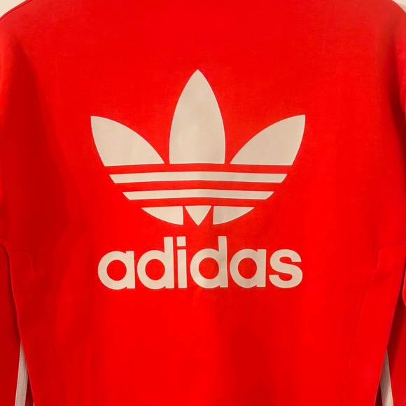 ADIDAS ORIGINAL Mock Neck 3/4 Sleeve Crop Sweatshirt Core Red Size XS - Picture 12 of 14